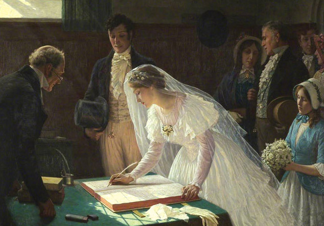 Signing the Register by Edmund Blair Leighton Greetings Card - Click Image to Close
